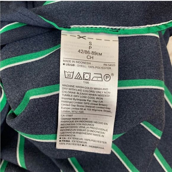 Banana republic silk navy with green pinstripe tank top Size small - Picture 6 of 8